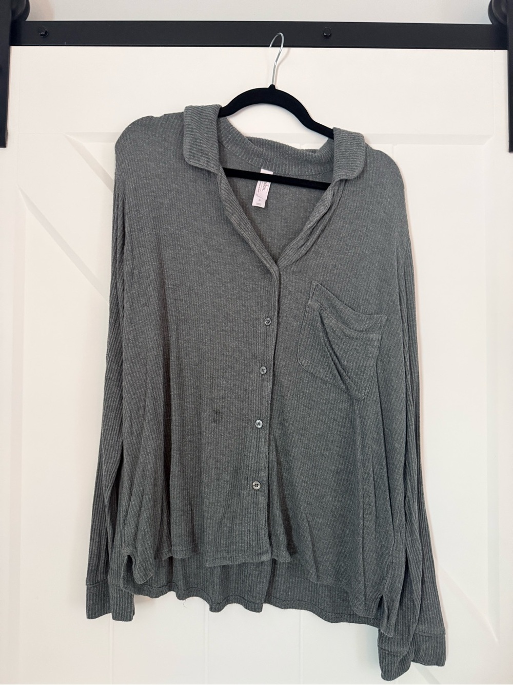 AUDEN Ribbed Button-Front Ribbed Long Sleeved Pajamas- size XL